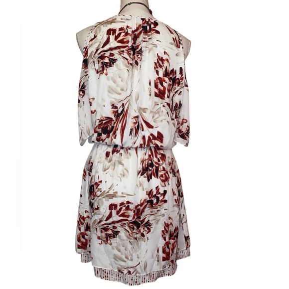 White House/Black Market Floral Cold Shoulder Midi Dress Off WHT/BUR Size 4 - Picture 2 of 11